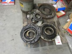 Two pallets of used bearing ends/caps etc.