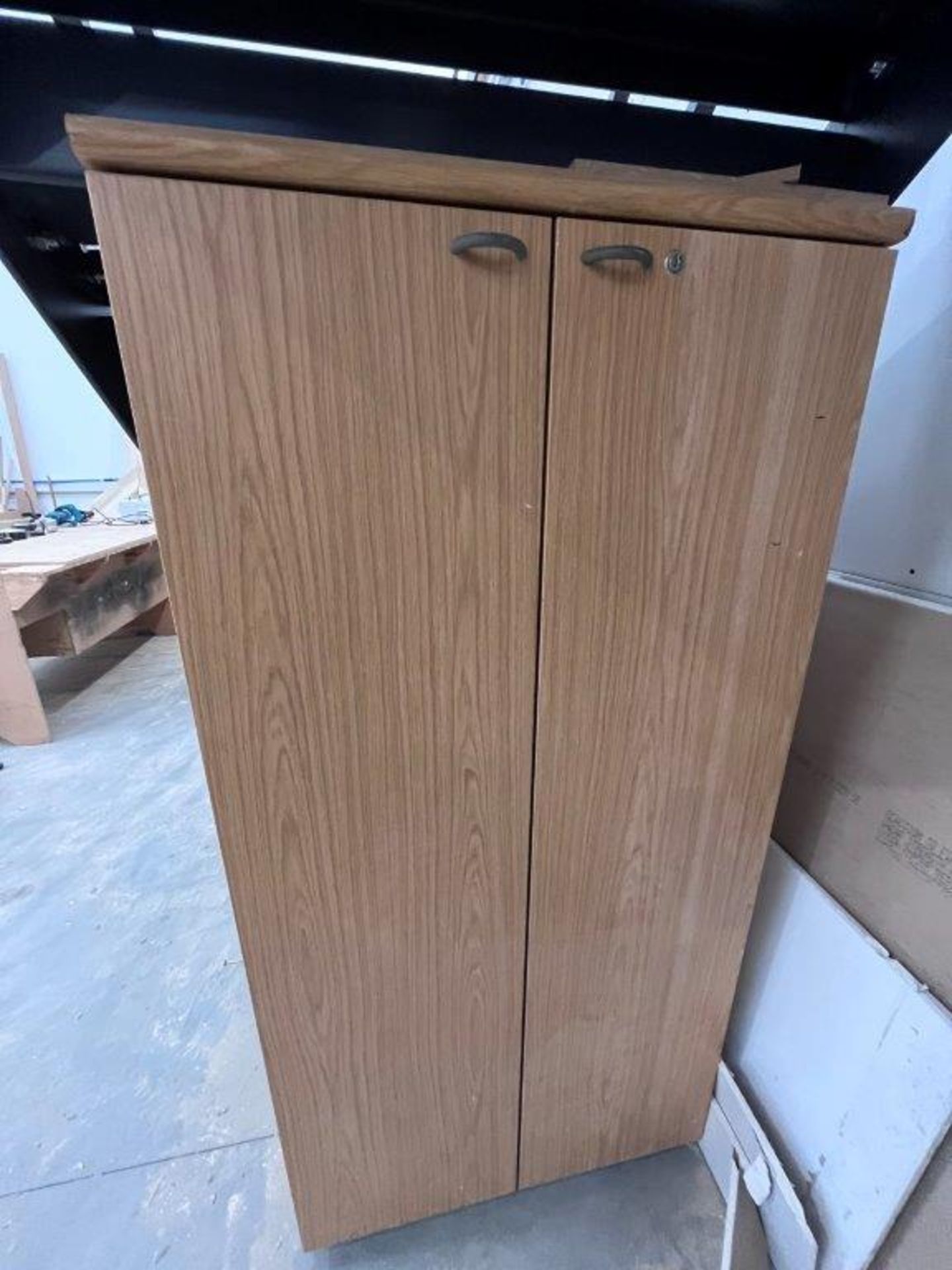 Steel 6 ft. 2-door cabinet and a wooden 5 ft. 2-door cabinet - Image 2 of 3