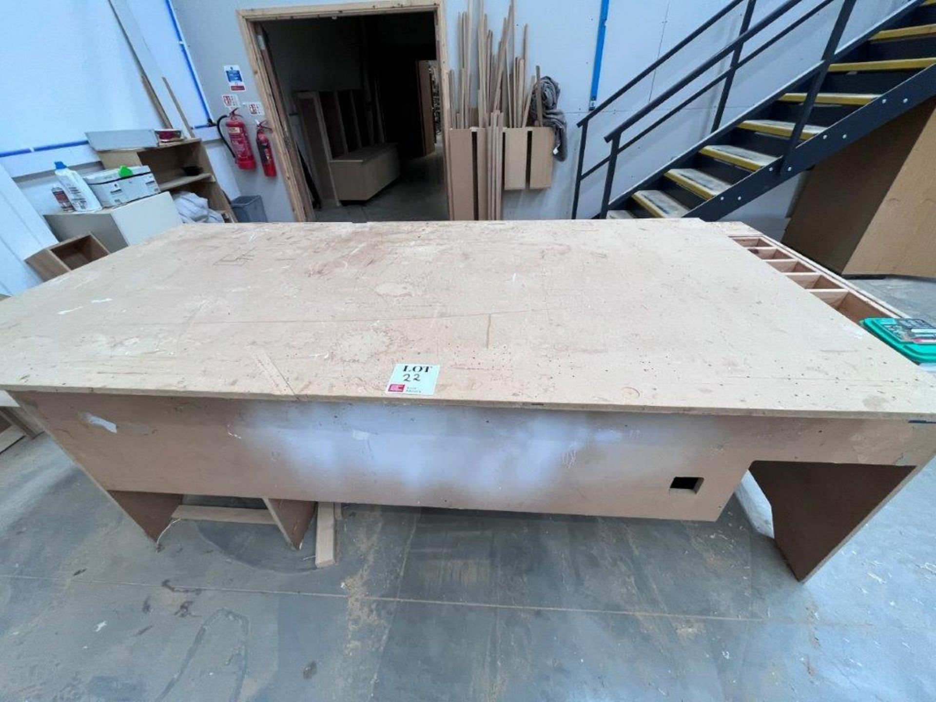 Wooden workbench, 264cm x 122cm