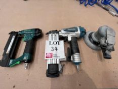 Rebena pneumatic staple gun, Makita pneumatic staple gun and a pneumatic orbital sander