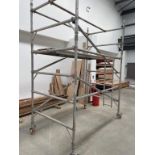 Quantity of aluminium scaffold tower components 1500mm x 2500mm, consisting of 8 x wheels; 4 x 2m, 2