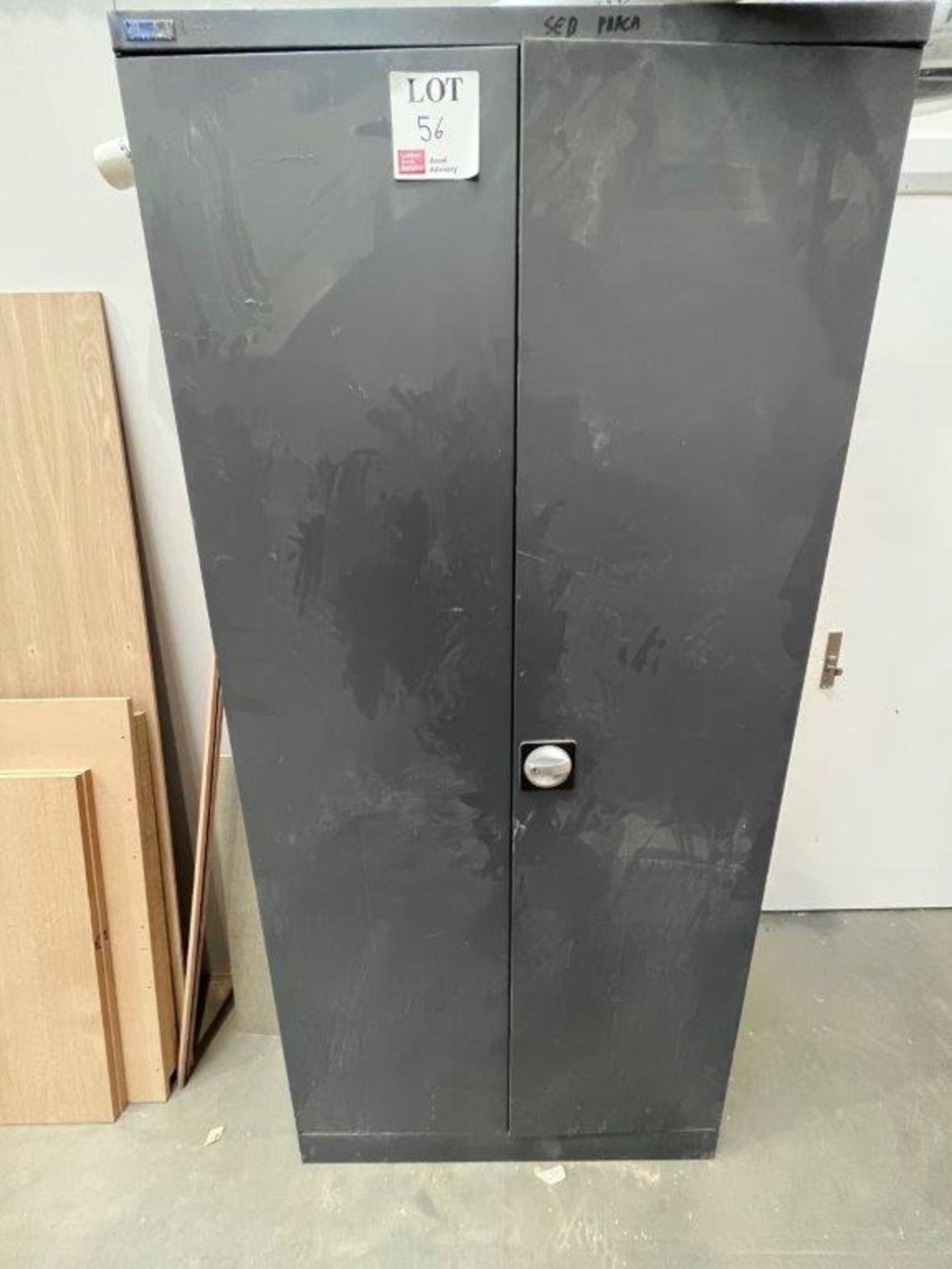 Silverline 6 ft. steel 2-door cabinet with contents of assorted adhesive, screws, sand paper and - Image 2 of 3