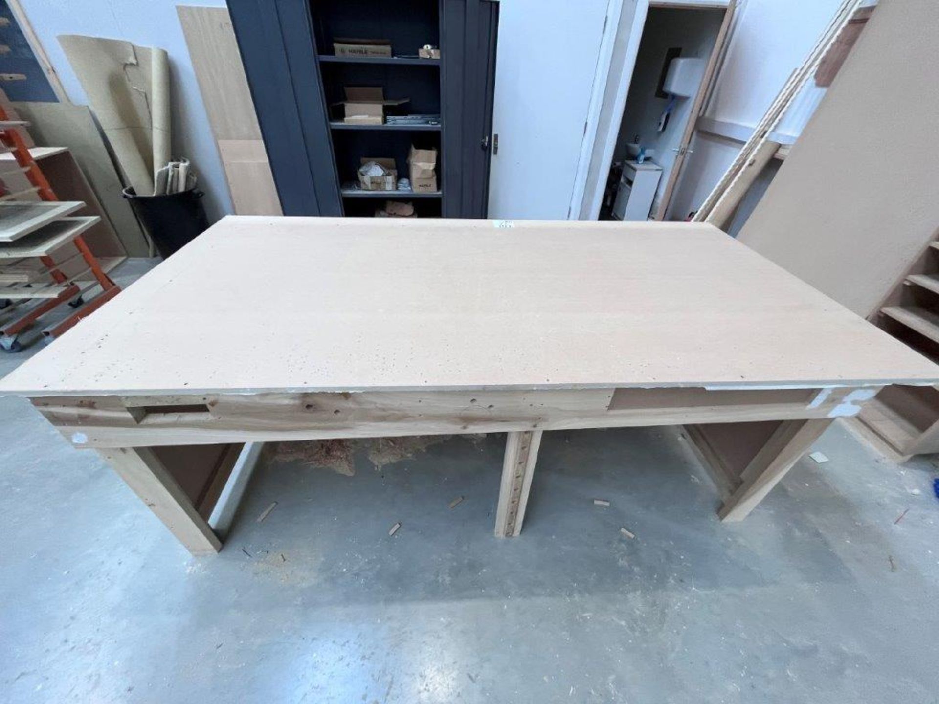 Wooden workbench, 245cm x 122cm