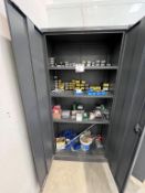 Silverline 6 ft. steel 2-door cabinet with contents of assorted screws, brad nails etc.