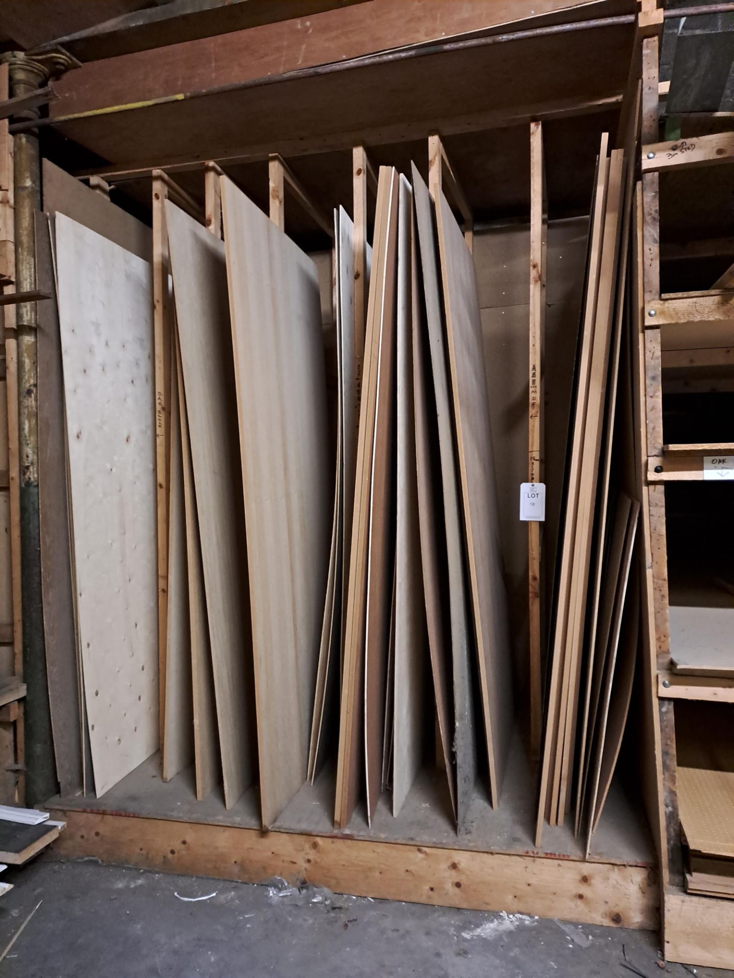Quantity of various MDF sheet boards, plyboard sheets etc., to 1 x rack & 1 x shelf (various - Image 2 of 6