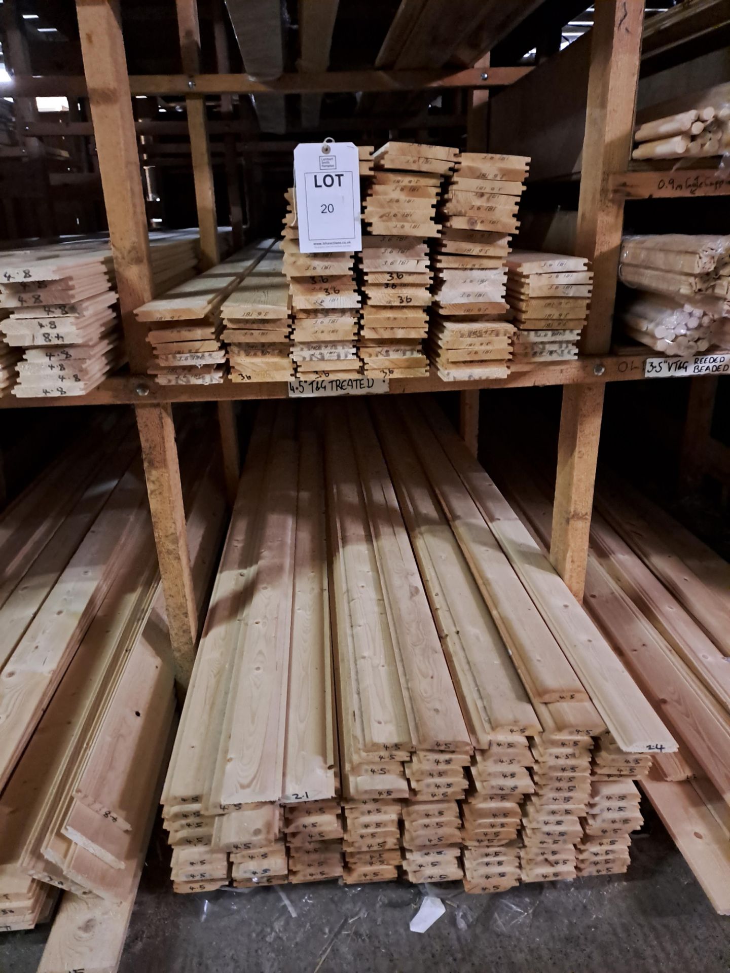 Quantity of tongue and groove timber lengths (whites), to 1 x rack (various sizes) (Shelving - Image 4 of 7