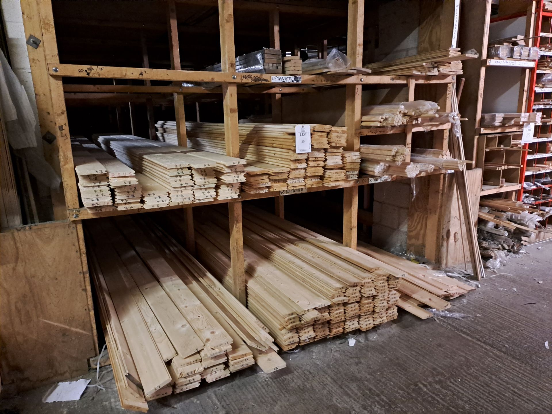 Quantity of tongue and groove timber lengths (whites), to 1 x rack (various sizes) (Shelving - Image 2 of 7