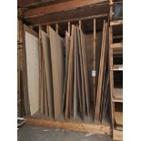 Quantity of various MDF sheet boards, plyboard sheets etc., to 1 x rack & 1 x shelf (various