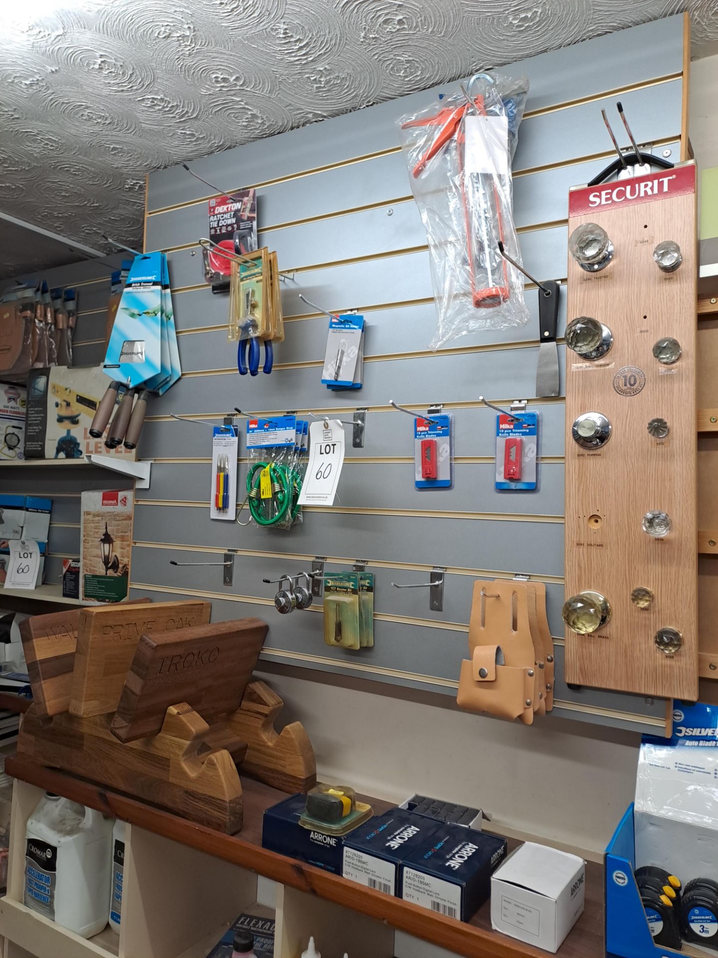 Remaining shop stock contents to include tools, solvents, handrail accessories, screws, nails - Image 8 of 15