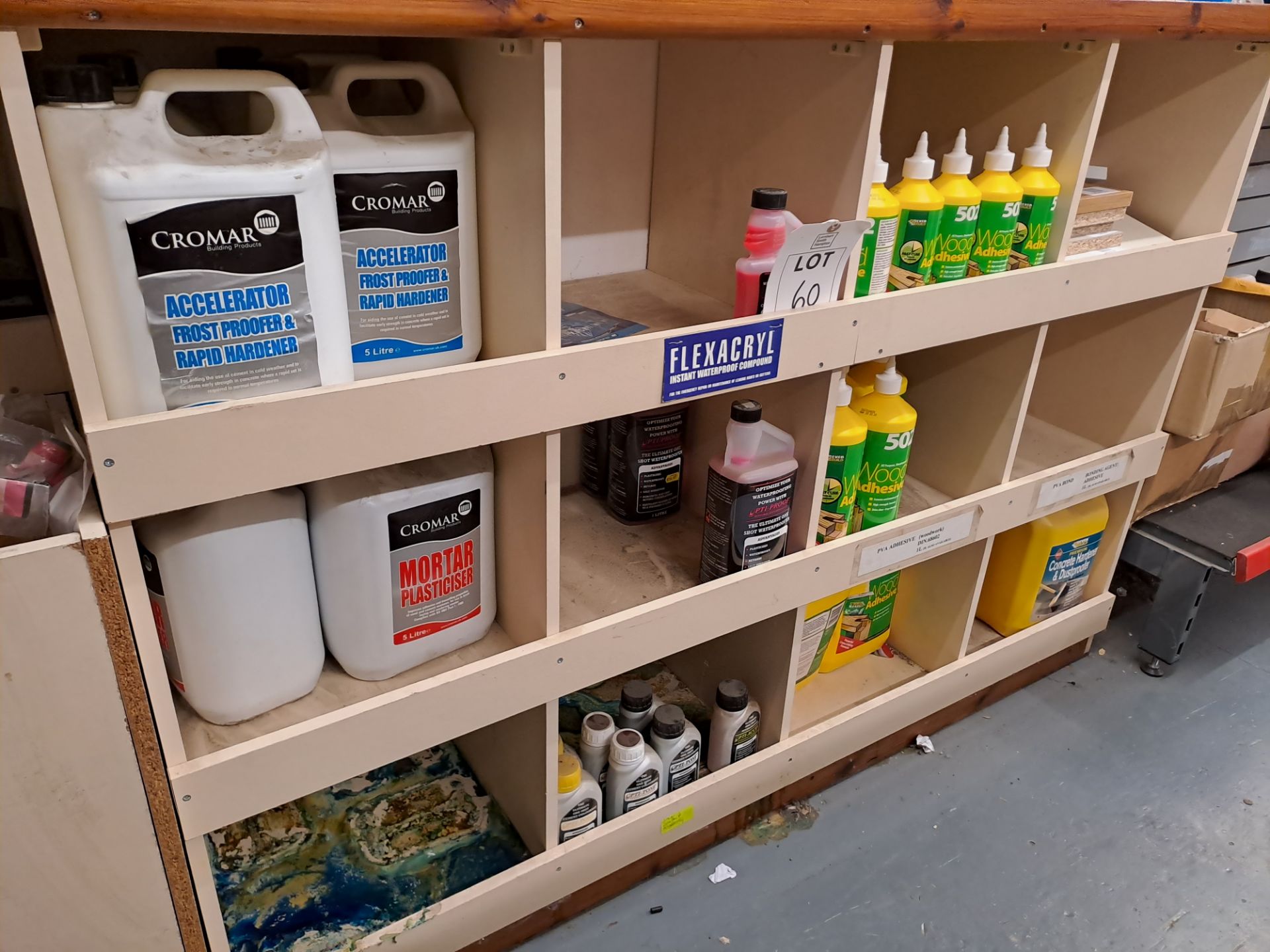 Remaining shop stock contents to include tools, solvents, handrail accessories, screws, nails - Image 6 of 15