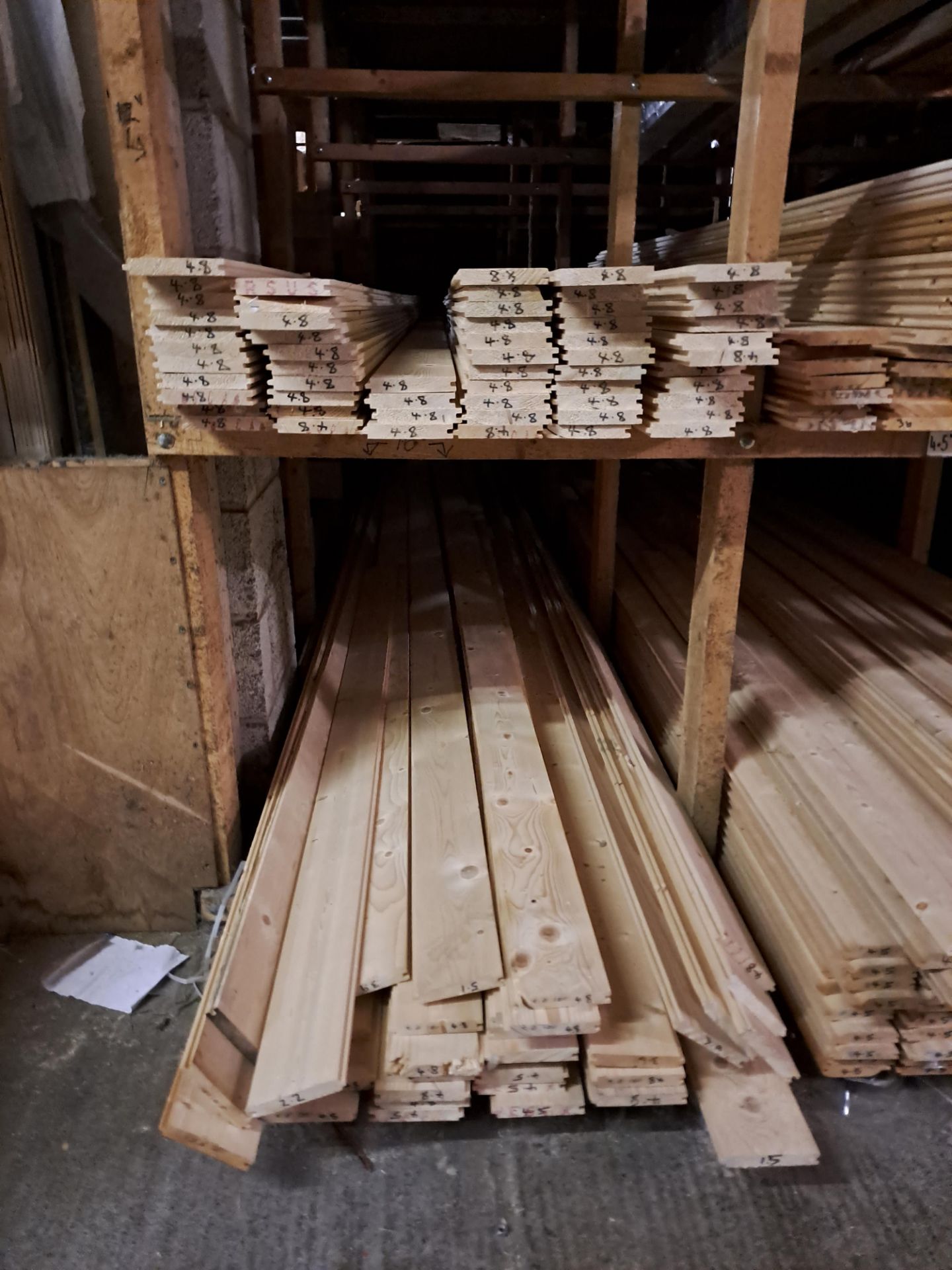 Quantity of tongue and groove timber lengths (whites), to 1 x rack (various sizes) (Shelving - Image 3 of 7