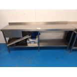 Stainless steel preparation table with fitted drawer (approximately 8' x 2')