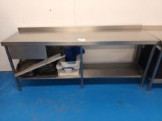Stainless steel preparation table with fitted drawer (approximately 8' x 2')