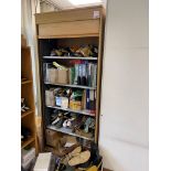 Two wood effect tambour fronted storage cupboards