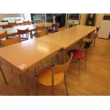 Four canteen tables 800 x 800mm, and eight chairs