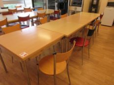 Four canteen tables 800 x 800mm, and eight chairs