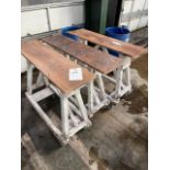 Three wooden mobile trestles