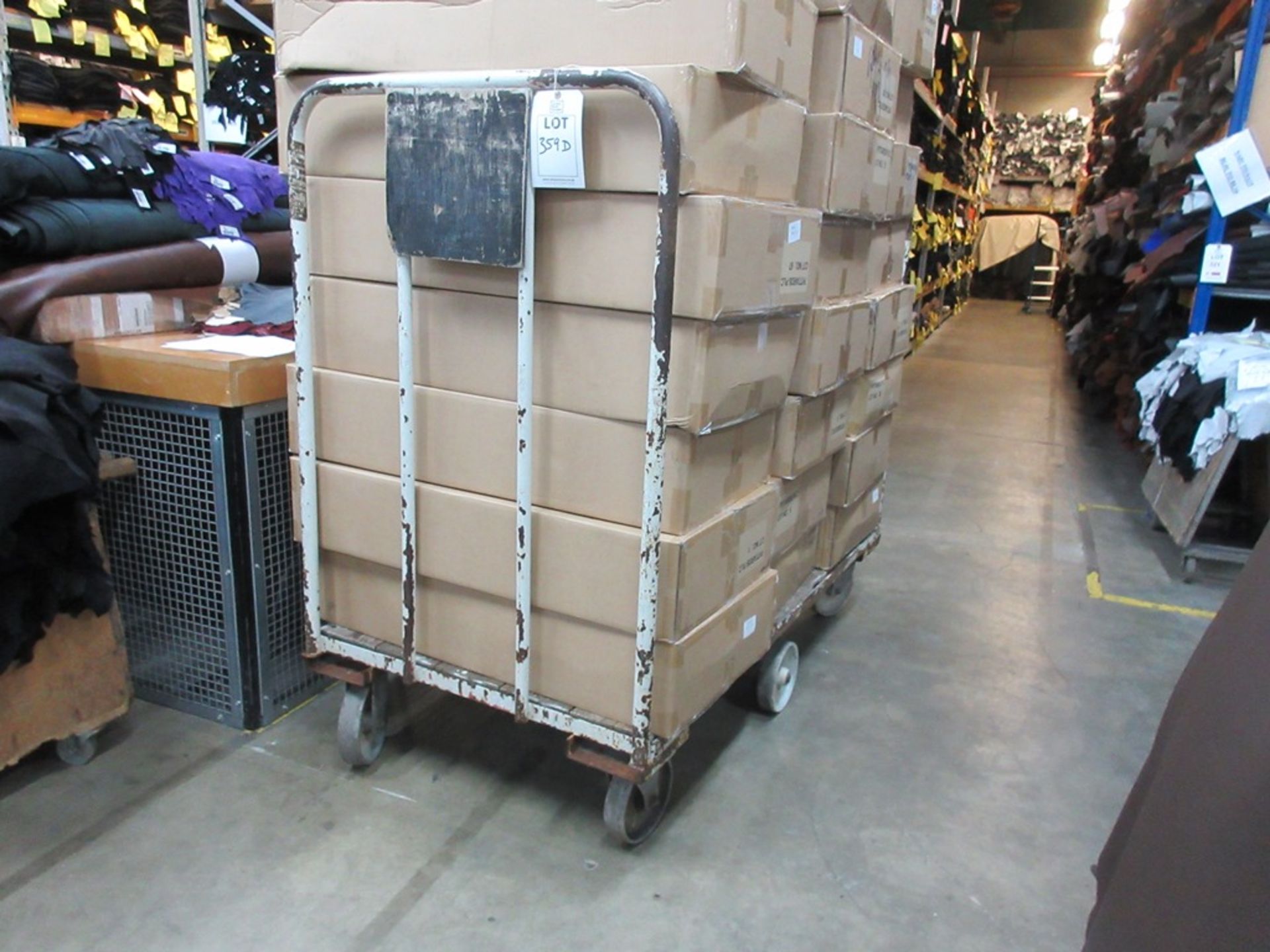 Six metal frame/timber stock transport trollies, 1200 x 900mm