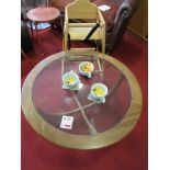 G Plan glass topped coffee table and high chair