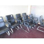 Four chrome frame leatherette meeting armchairs