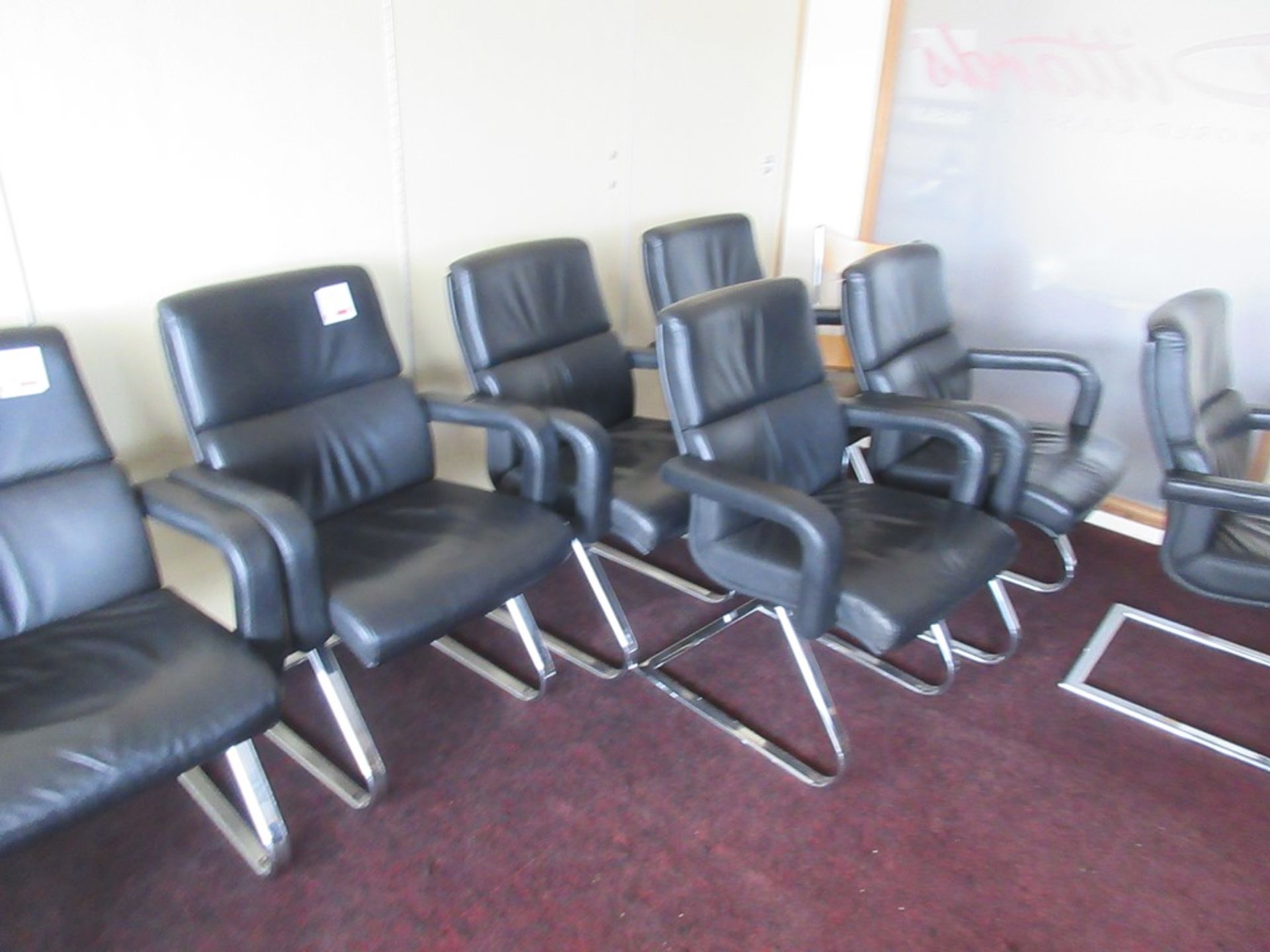 Four chrome frame leatherette meeting armchairs