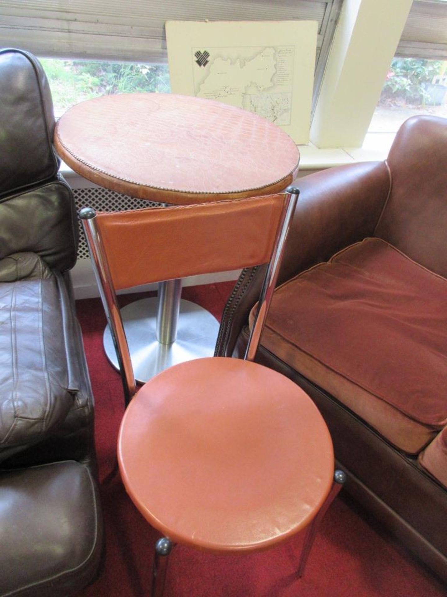 Two leather topped tables and four leather chairs - Image 2 of 4