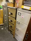 Three metal 4-drawer filing cabinets