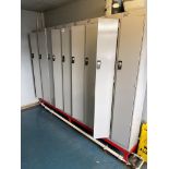 Nine Link rest room lockers on metal stand