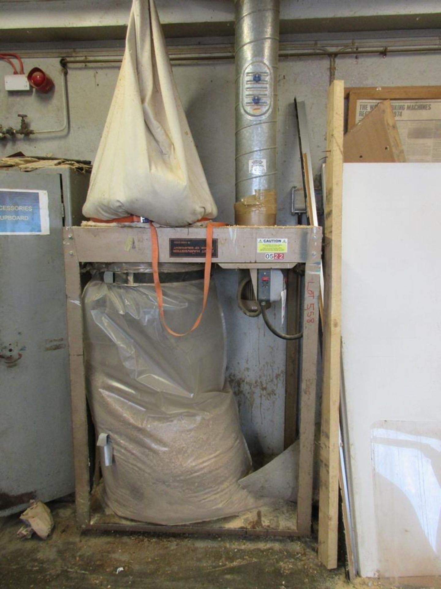 MI Fabrications single bag dust extractor and pipework, 3 phase