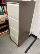Two metal 4-drawer filing cabinets, one metal 2-door storage cupboard