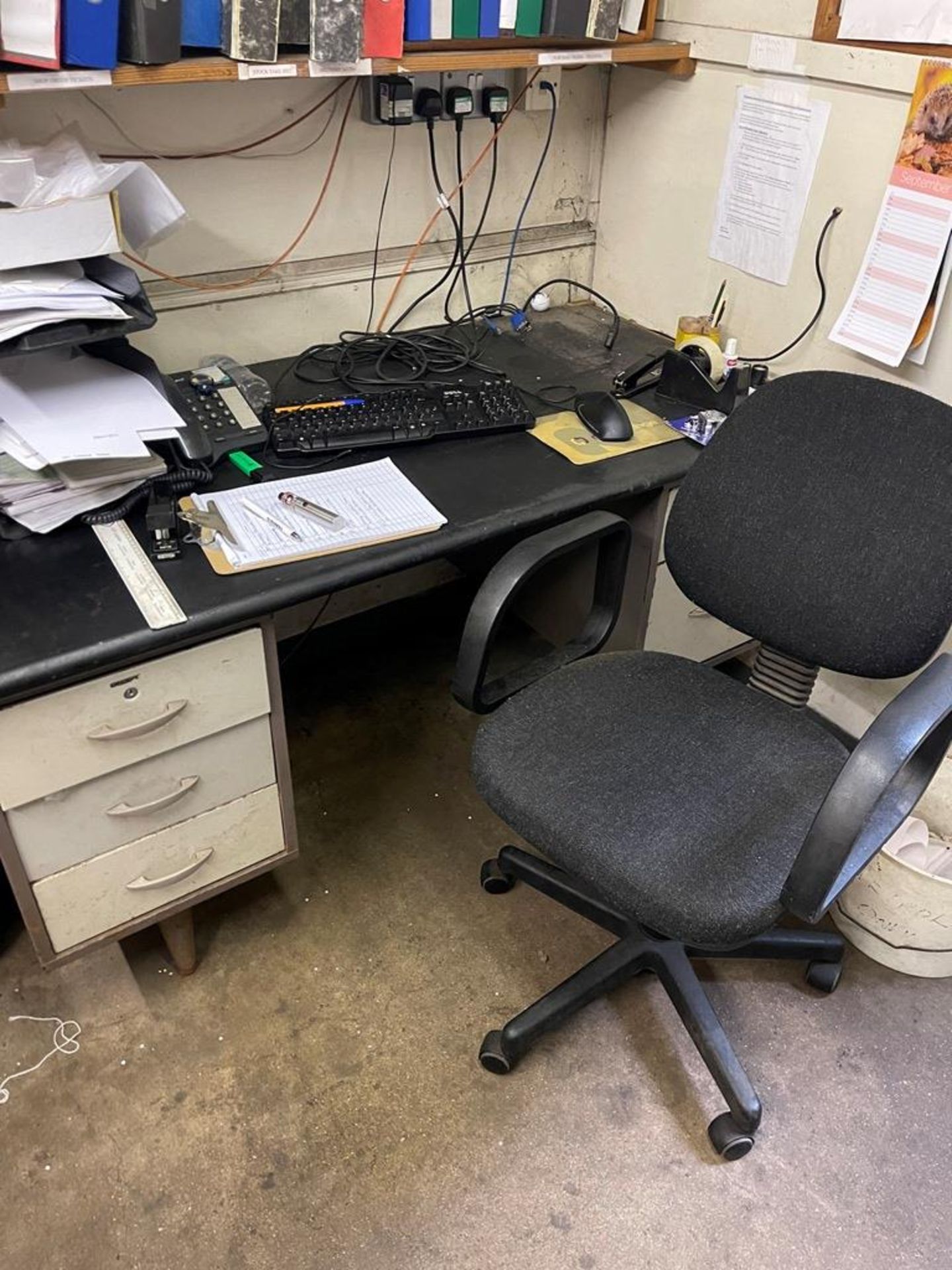 Three 4-drawer filing cabinets, 2 x desks and 2 x chairs - excluding contents - Image 3 of 4