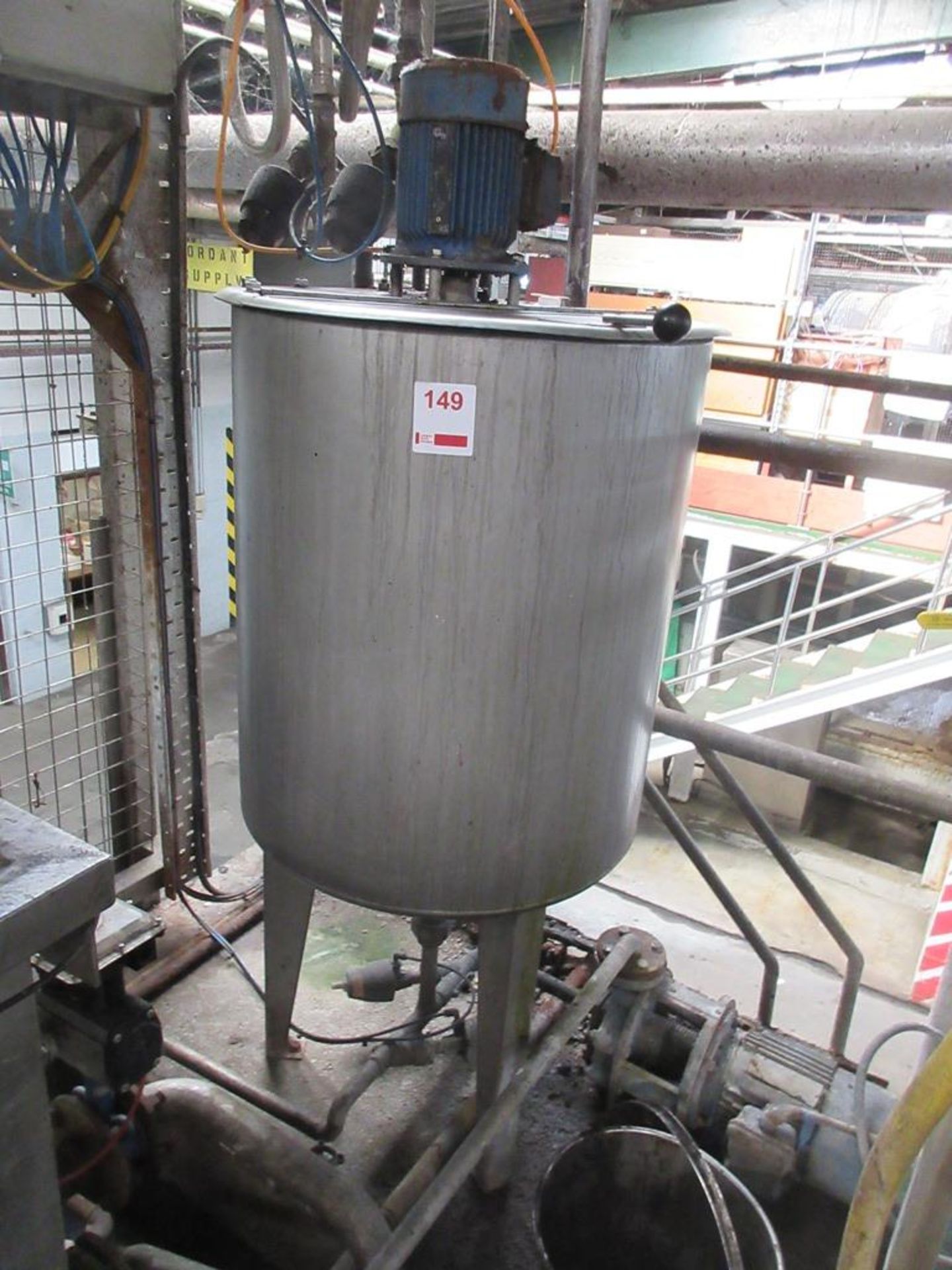 Stainless steel mixing tank, approx. size 650mm diameter x 750mm