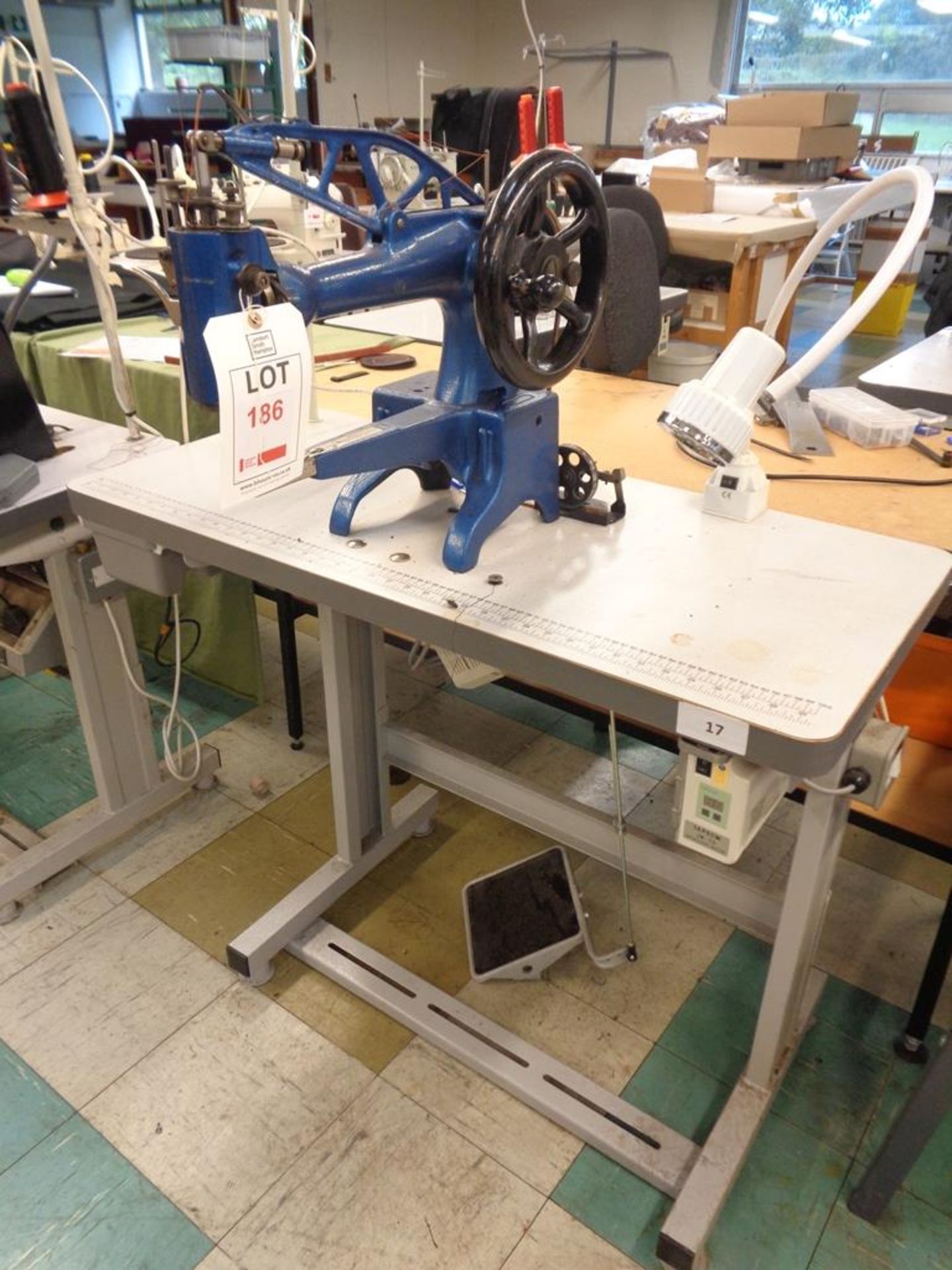 The Singer Manufacturing 29K71 cylinder arm boot patcher sewing machine, made with walking foot,