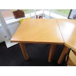 Two light wood effect square tables, 750 x 750mm