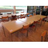 Four canteen tables 800 x 800mm, and eight chairs