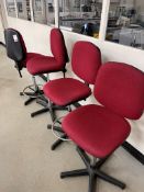 Four upholstered swivel laboratory chairs