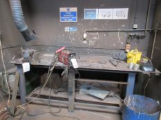 Metal welding bench, 2.5m x 920mm, with Record 112 heavy duty bench vice, 6"