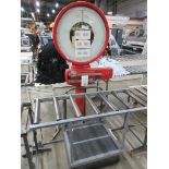 Avery 3205 CHE 170kg weigh scales, serial no. 8521519, to include roller gravity conveyor, 1.3m x