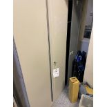 Two metal 2-door storage cupboards, one single door personnel locker