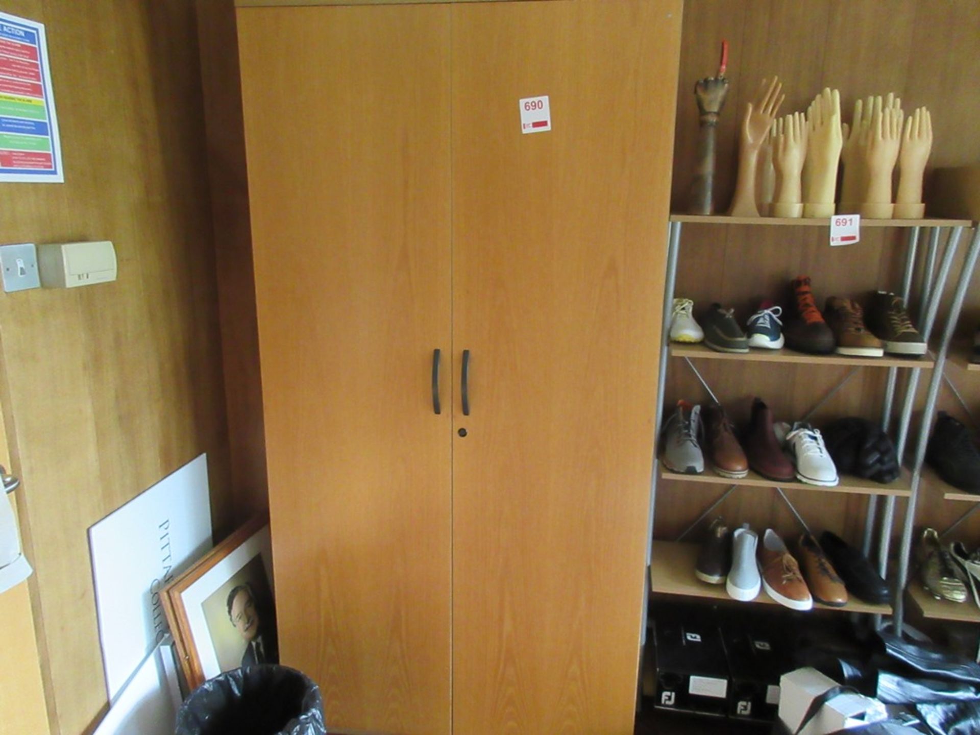 Six various wood effect storage unit including 3 x open front storage unit, 1 x ½ height 2-door - Image 3 of 6