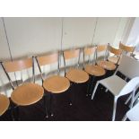 Six metal frame light wood effect back/ seat chairs