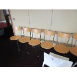 Six metal frame light wood effect back/ seat chairs