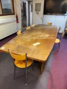 Large timber boardroom table, 120" x 47" with 15 timber and chrome chairs