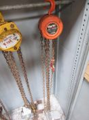 Clarke Strong-Arm 1 ton chain hoist and runner NB: This item has no record of Thorough