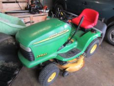 John deere LTR155 twin touch automatic petrol ride on lawn mower, 15OHV, ID no. MOL155S021421 with