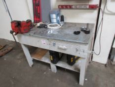 Timber / metal top workbench, 1.2m x 600mm with Record 4" bench vice