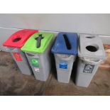 Four various plastic recycling bins