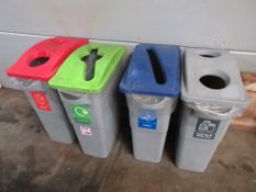 Four various plastic recycling bins