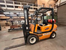 Samsung SF25L LPG counterbalance fork lift truck, 2,500kg capacity, lift height 3.3 meters (To be