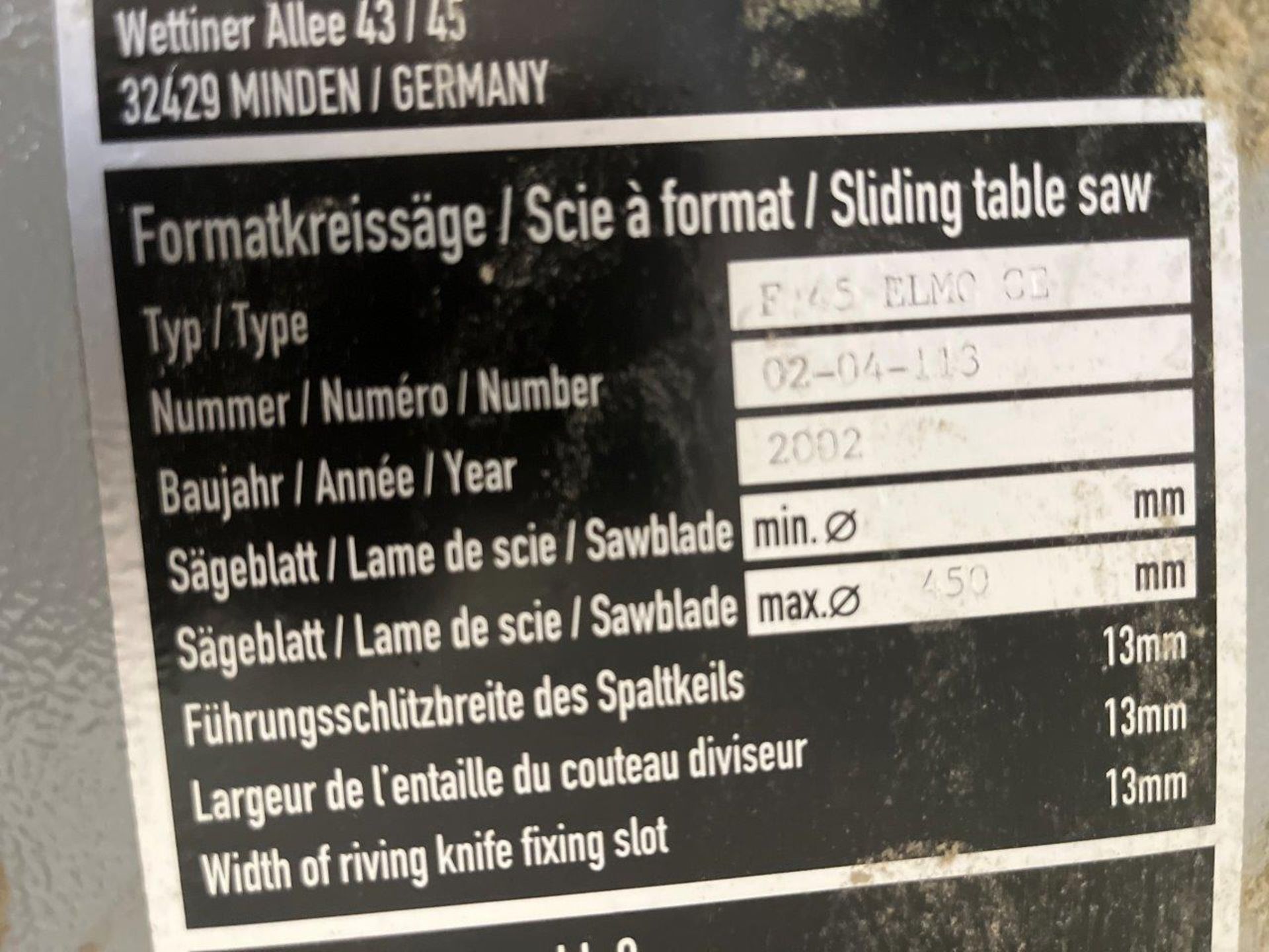 Altendorf f45 Elmo panel sizing saw, serial no. 02-04-113 (2002) (Located on mezzanine floor) - Image 5 of 6